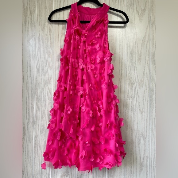 TCEC Dress Floral Appliques Mesh Overlay Halter Neck Dress Size S  NWT - Picture 4 of 6